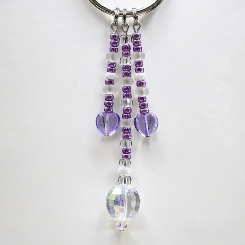 Crystal Heart Dangle Keychain | Handmade